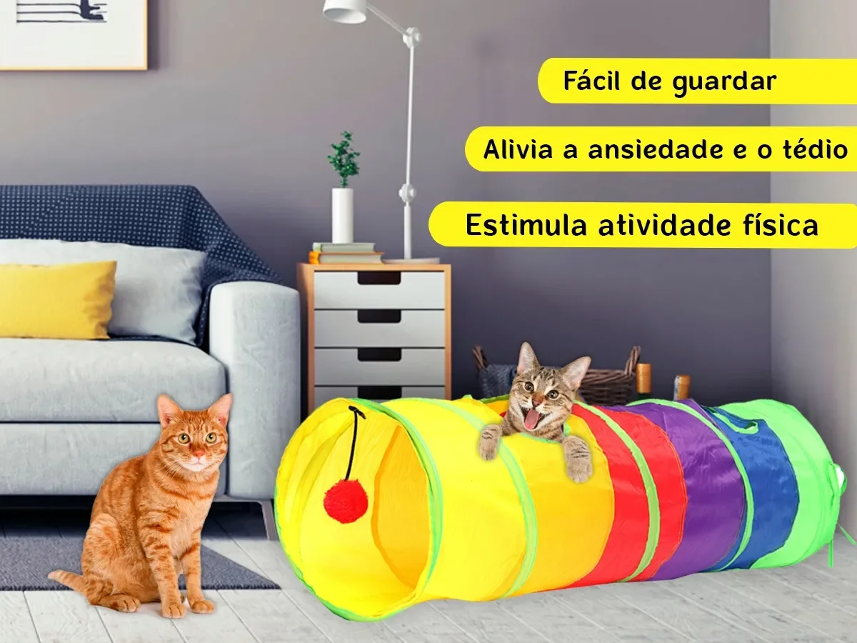 Túnel de Gato Dobrável com Bola, Brinquedo Dobrável